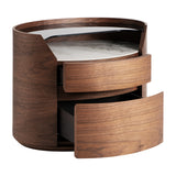 Lecco Brown Wood Bedside Table Ceramic Top