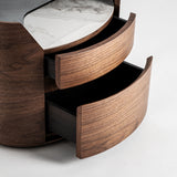 Lecco Brown Wood Bedside Table Ceramic Top