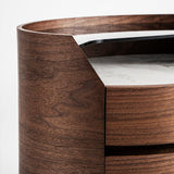 Lecco Brown Wood Bedside Table Ceramic Top