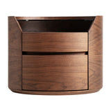 Lecco Brown Wood Bedside Table Ceramic Top
