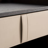 Tahua Oak Wood Bedside Table Beige Leatherette