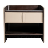 Tahua Oak Wood Bedside Table Beige Leatherette