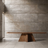 Brutalist Natural Sal Wood Rectangular Dining Table