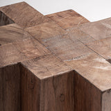 Brutalist Natural Sal Wood Side Table