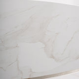 Lherm Brown Wood Circular Dining Table Porcelain Top