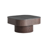 Neufs Brown Wood Coffee Table Marble Top