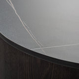 Neufs Brown Wood Coffee Table Marble Top