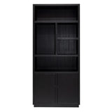 Oakura Large Black Oak Wood Bookcase with 2 Doors by Richmond Interiors
