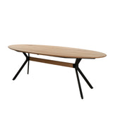 Nori Natural Oak Wood Oval Dining Table with Black Metal Legs