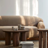 Helin Dark Brown Wood Circular Coffee Table by Nordal