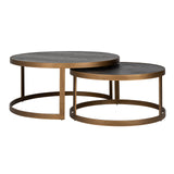 Blackbone Set of 2 Coffee Tables with Black Rustic Oak Top by Richmond Interiors