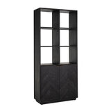 Blackbone Black Rustic Oak Wood Bookcase with 2 Doors by Richmond Interiors
