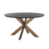 Blackbone Circular Black Rustic Dining Table with Brass Base by Richmond Interiors
