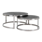 Blackbone Set of 2 Coffee Tables with Black Rustic Oak Top by Richmond Interiors