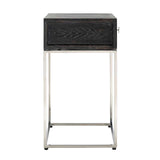 Blackbone Black Rustic Bedside Table with Metal Base by Richmond Interiors