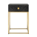 Blackbone Black Rustic Bedside Table with Metal Base by Richmond Interiors