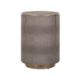 Classio Circular Leather End Table with Gold Accents by Richmond Interiors