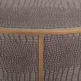 Classio Circular Leather Coffee Table with Gold Accents by Richmond Interiors