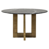 Collada Gold Brass Circular Dining Table with Black Marble Top by Richmond Interiors