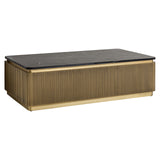 Ironville Rectangular Gold Coffee Table with Black Marble Top by Richmond Interiors