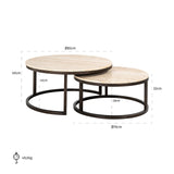 Avalon Set of 2 Coffee Tables with Travertine Top & Bronze Base by Richmond Interiors