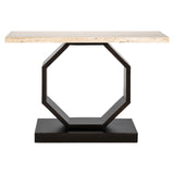 Avalon Bronze Console Table with Travertine Top by Richmond Interiors