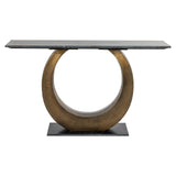 Luna Brushed Gold Console Table with Marble Top by Richmond Interiors