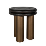 Macaron Circular Black Rustic End Table with Metal Base by Richmond Interiors