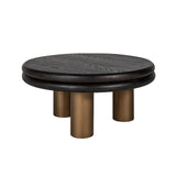 Macaron Circular Black Rustic Coffee Table with Metal Base by Richmond Interiors