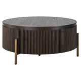Luxor Brown Wood Circular Coffee Table with Brushed Gold legs by Richmond Interiors