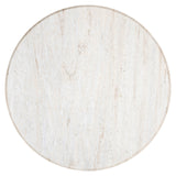 Mayfield White Marble Top Circular Coffee Table with Brown Wood Base by Richmond Interiors