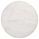 Mayfield White Marble Top Circular Side Table with Brown Wood Base by Richmond Interiors
