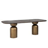 Cavo Rectangular Brown Acacia Wood Dining Table with Gold Iron Base by Richmond Interiors