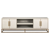 Whitebone Verona Grey 4 Door Media Unit with Brass Base and Open Compartment by Richmond Interiors