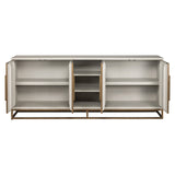 Whitebone Verona Grey 4 Door Sideboard with Brass Base and Open Compartment by Richmond Interiors