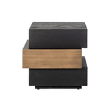 Cambon Layered End Table with Black Oak Wood Top by Richmond Interiors