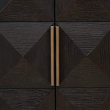 Claremont 4 Door Dark Brown Oak Wood Sideboard Stone Top