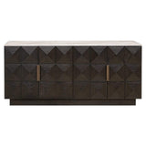 Claremont 4 Door Dark Brown Oak Wood Sideboard Stone Top