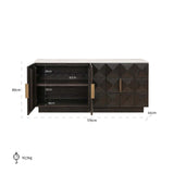 Claremont 4 Door Dark Brown Oak Wood Sideboard Stone Top
