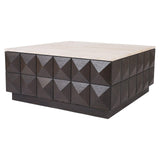 Claremont Dark Brown Oak Wood Coffee Table Stone Top