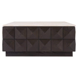 Claremont Dark Brown Oak Wood Coffee Table Stone Top