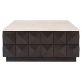 Claremont Dark Brown Oak Wood Coffee Table Stone Top