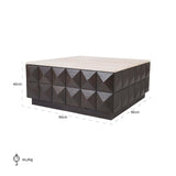 Claremont Dark Brown Oak Wood Coffee Table Stone Top