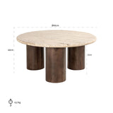 Douglas Travertine Circular Coffee Table with Mango Wood Base by Richmond Interiors
