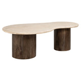 Douglas Travertine Top Coffee Table with Mango Wood Base by Richmond Interiors