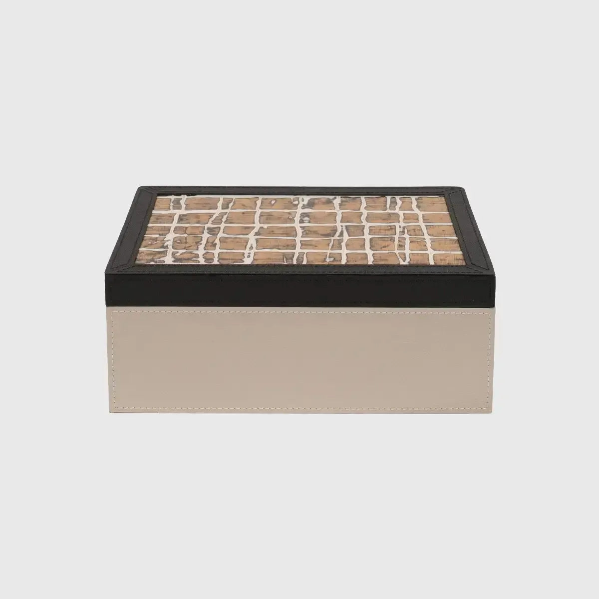Arno Box Pumice Leather with Gold Gesso Effect Lid