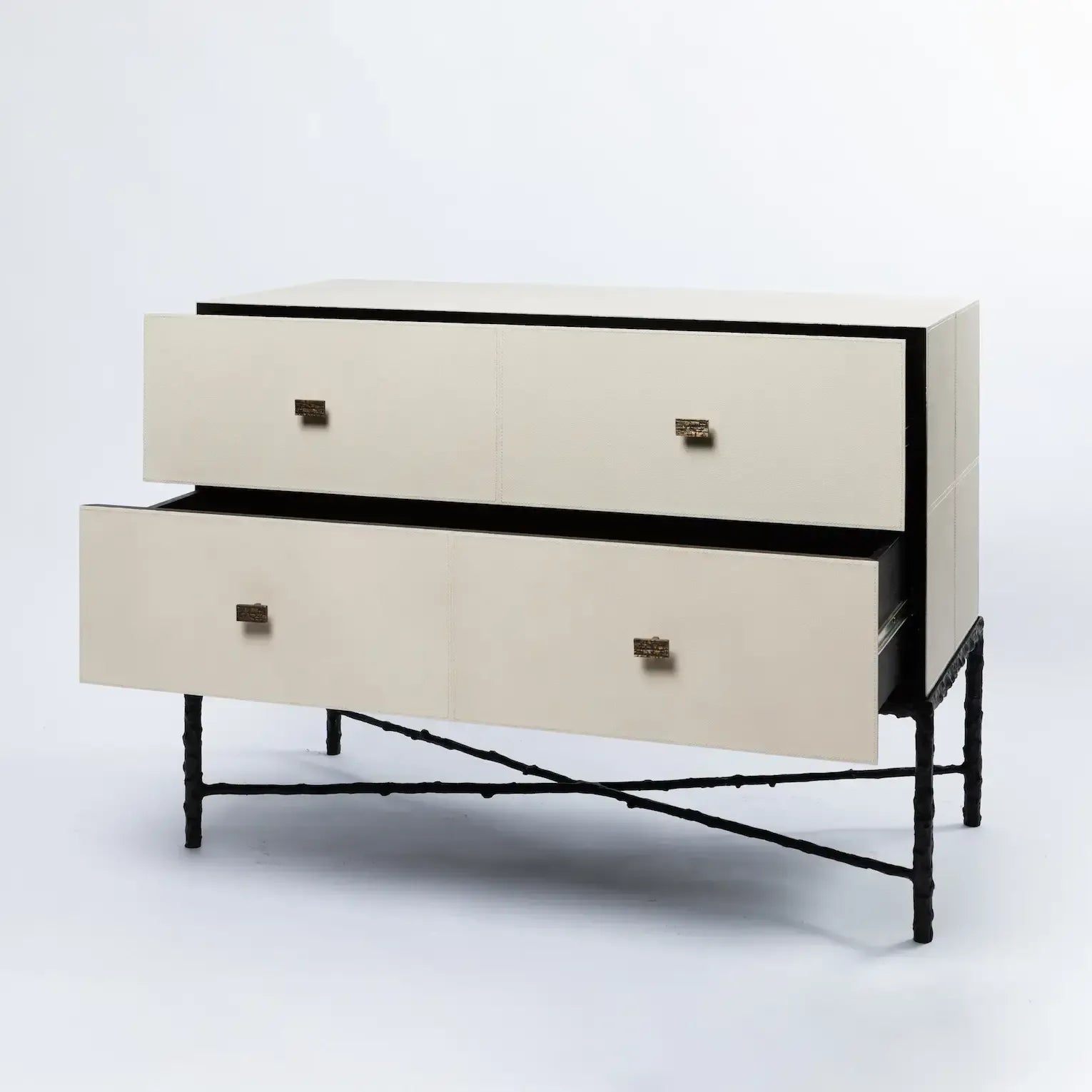 Arun Chest Bronze 2 Drawer Pumice Leather