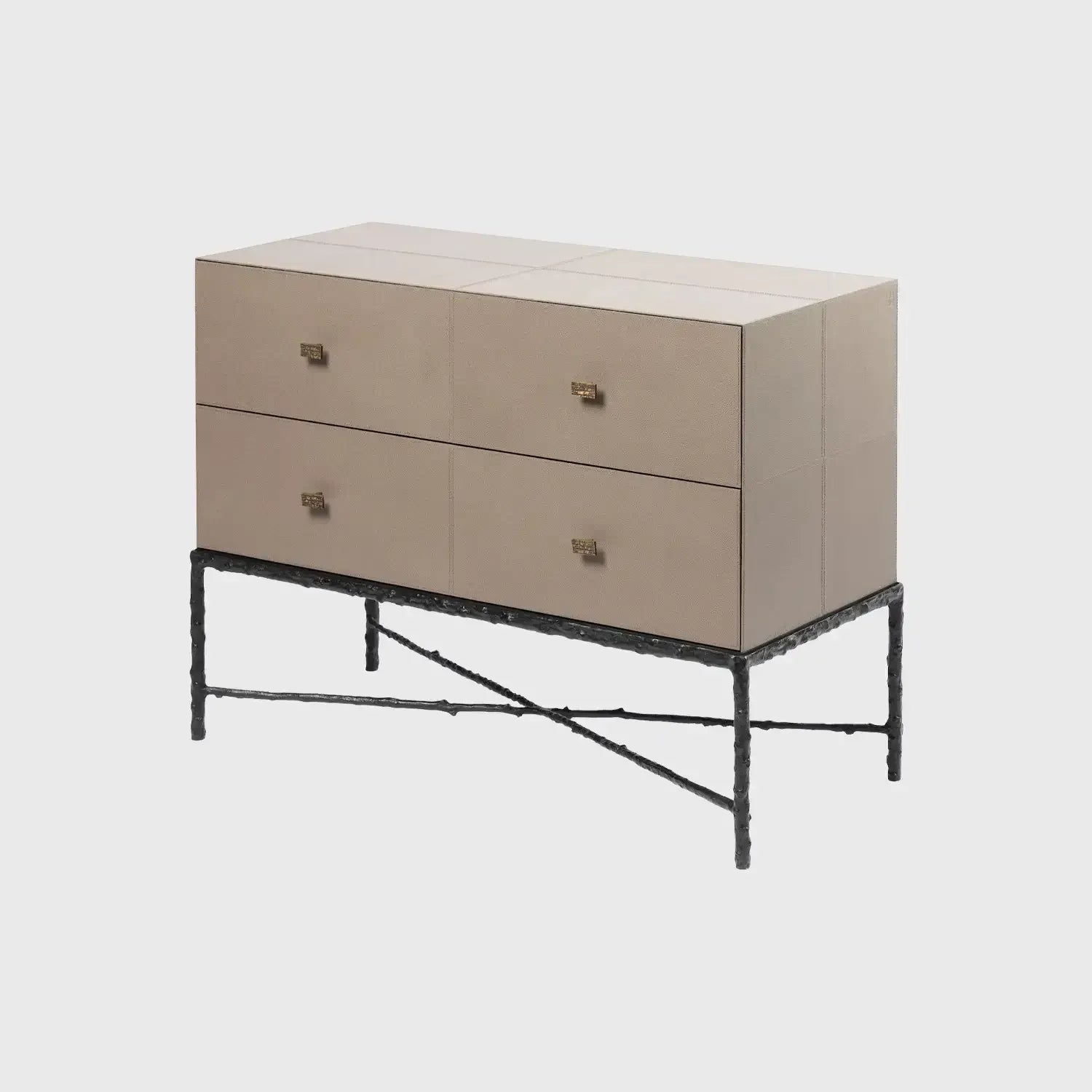 Arun Chest Bronze 2 Drawer Putty Leather
