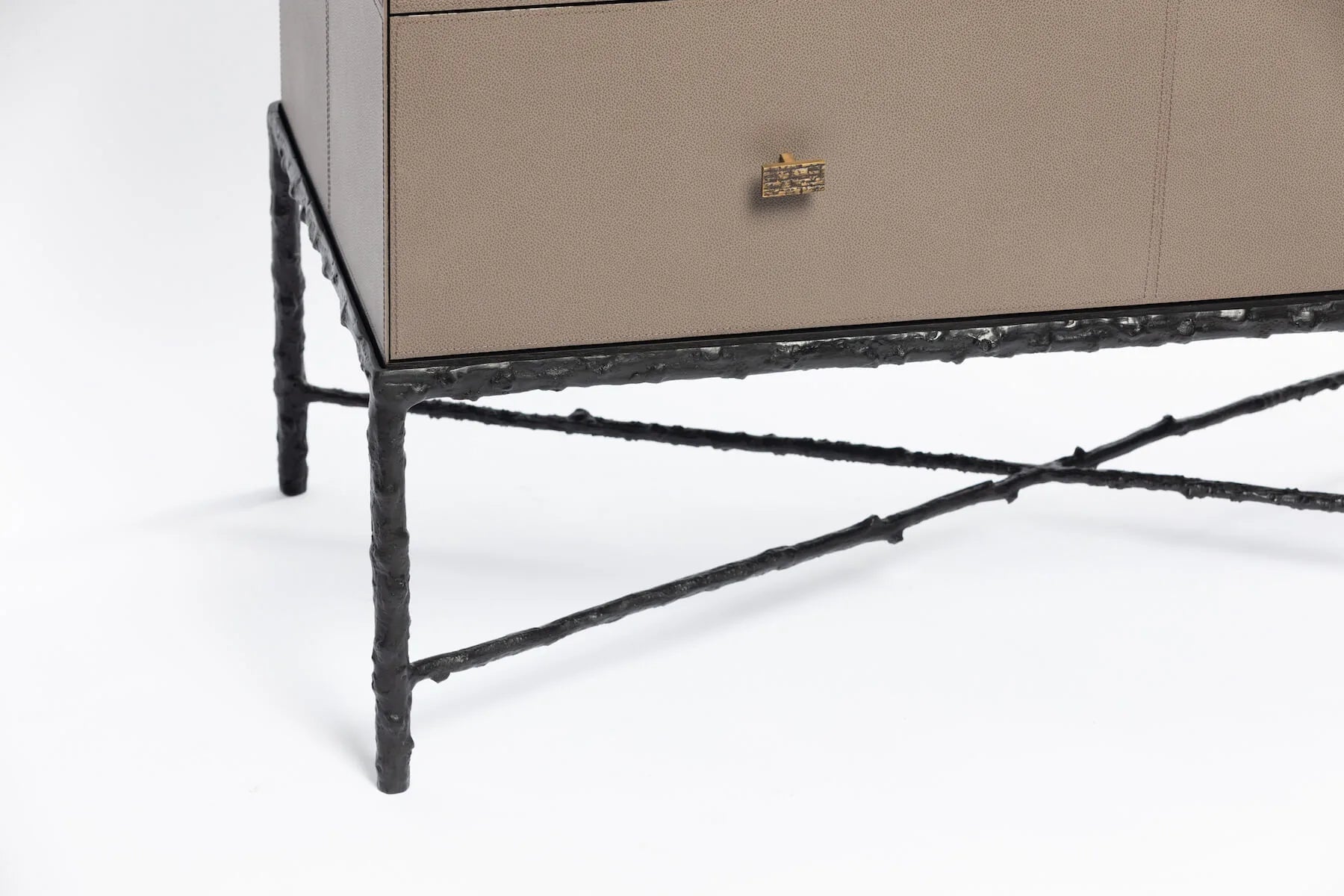 Arun Chest Bronze 2 Drawer Putty Leather
