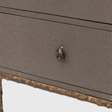 Arun Chest Bronze Dorato 2 Drawer Grey Shagreen Leather